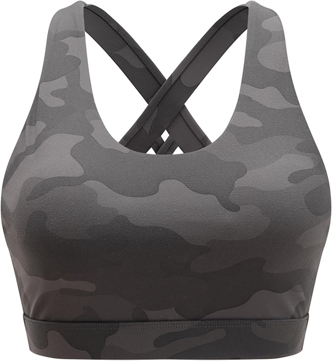 RUNNING GIRL Sports Bras for Women,Padded Strappy Sports Bras Criss-Cross Back Medium Support Sports Bras with Removable Cups