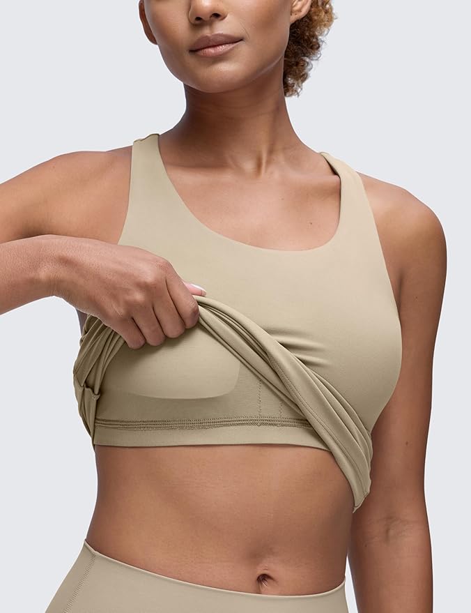 CRZ YOGA Butterluxe Workout Racerback Tank Tops for Women - Padded Athletic Spandex Yoga Shirts with Built in Bra
