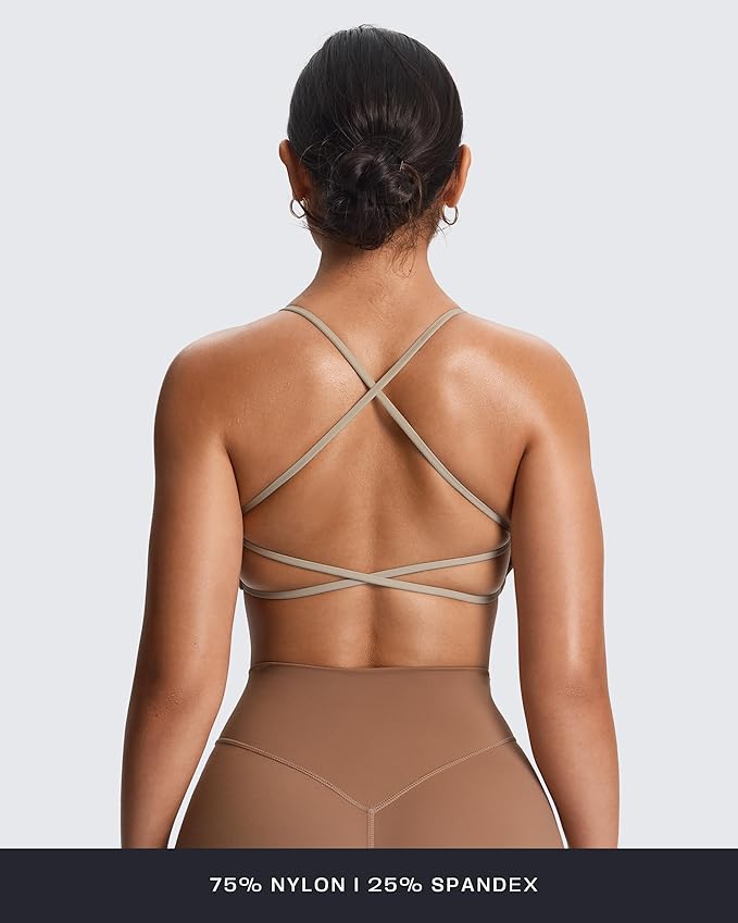 Aoxjox Women's Workout Sports Bras Fitness Trinity Ivy Low Impact Bra Yoga Crop Tank