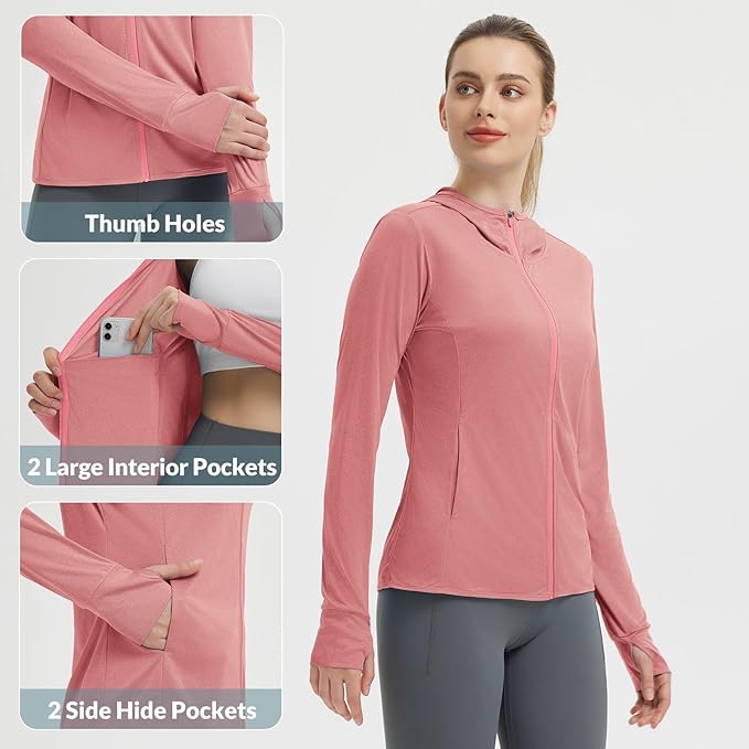 baleaf Women's Sun Protection Jacket Hoodie Clothing Lightweight Long Sleeve Sun Cover Up Shirt