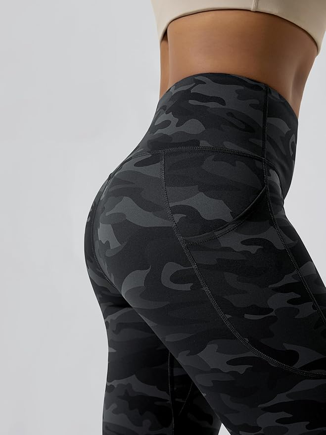 ODODOS Women's High Waisted Yoga Capris with Pockets, Tummy Control Non See Through Workout Athletic Running Capri Leggings