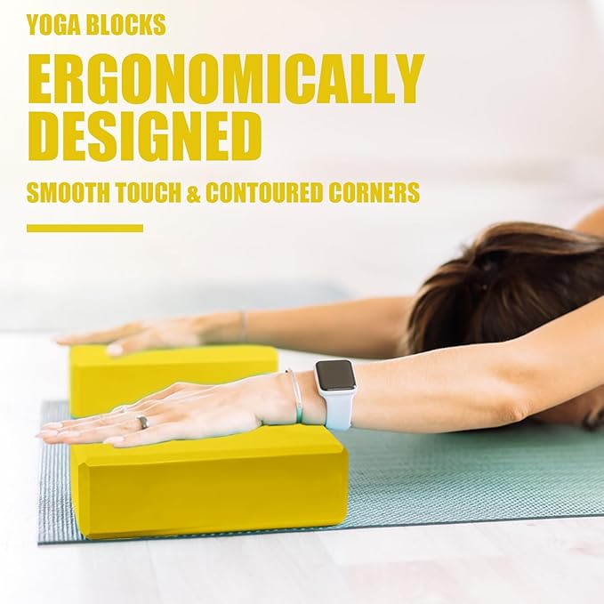 2 Pcs Yoga Blocks, 9"x6"x3" Foam Blocks Yoga Props for Pilates Stretching and Meditation Exercise Blocks Lightweight Yoga Essentials