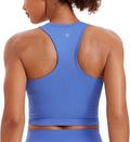 CRZ YOGA Seamless Ribbed High Neck Crop Tank Tops for Women - Longline Racerback Padded Sports Bras