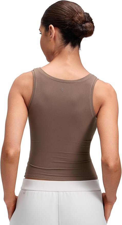 CRZ YOGA Softembrace Scoop Neck Tank Tops for Women - Casual Going Out Soft Double Lined Crop Basic Sleeveless Shirts