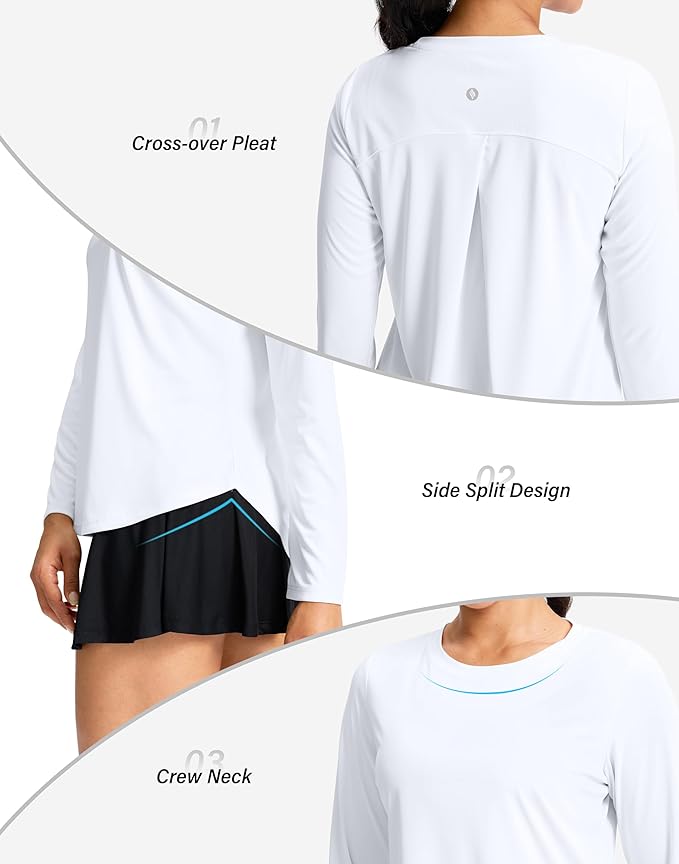 SANTINY Lightweight Long Sleeve Workout Tops for Women Breathable Gym Yoga Athletic Running Hiking Top UPF 50+ Sun Shirts