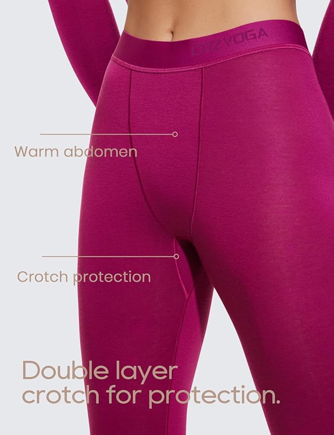 CRZ YOGA Soft Thermal Underwear Sets for Women Lightweight Long Johns Base Layer Pajamas Warm Top Bottom