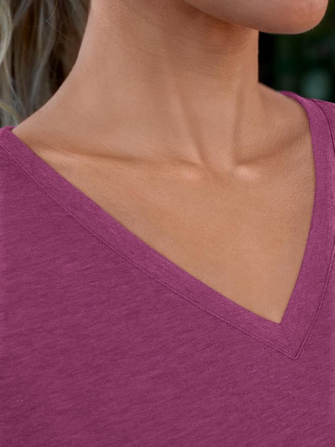 AUTOMET T-Shirts Short Sleeve V Neck Tees Tops for Women Fashion Trendy Lightweight Soft Casual Summer Outfits Clothes 2026