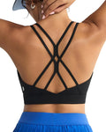 RUNNING GIRL Sports Bras for Women,Strappy Crisscross Back Padded Low Impact Running Sports Bra with Removable Cups