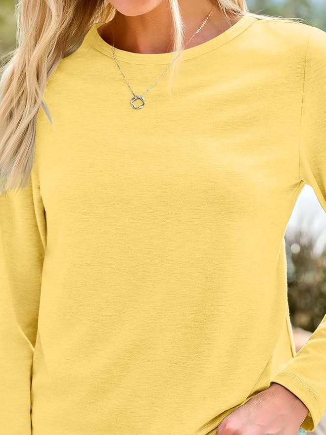 AUTOMET Women‘s Basic Long Sleeve Crewneck, Plus Size Winter & Spring Top, Casual Fall Tee for Teacher & Everyday Outfits