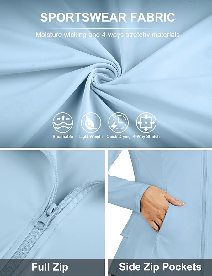 LURANEE Women's Golf Athletic Jackets with Pleated Tennis Skirt Hem Lightweight Full Zip Long Sleeve Shirts with Pockets