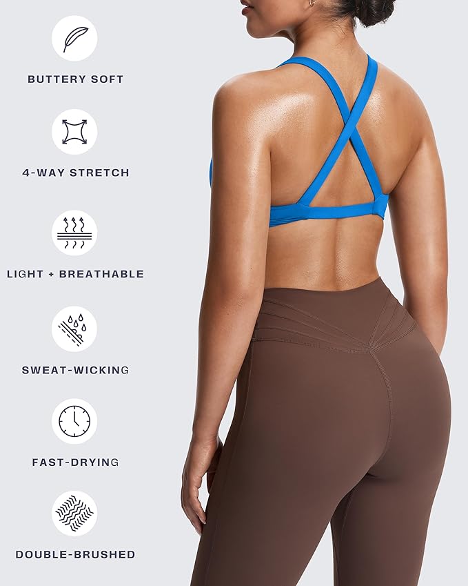 Aoxjox Women's Workout Sports Bras Fitness Satara Low Impact Bra Yoga Crop Tank