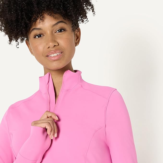 Amazon Essentials Women's Active FormFlex Buttery Soft Slim Fit Quarter Zip Long Sleeve Pullover Jacket