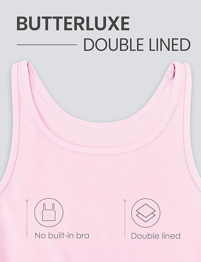 CRZ YOGA Butterluxe Double Lined Tank Tops for Women - Workout Casual Scoop Neck Racerback Crop Sleeveless Shirt