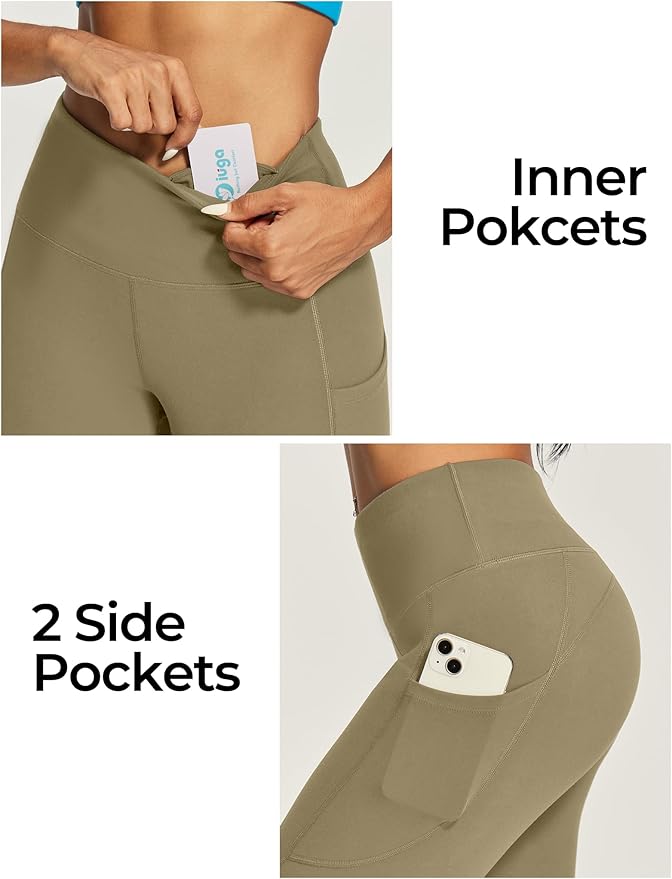 IUGA High Waisted Yoga Pants for Women with Pockets Capri Leggings for Women Workout Leggings for Women Yoga Capris