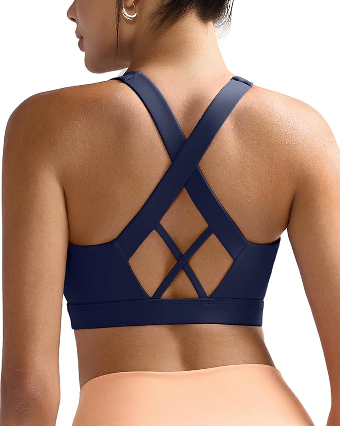 RUNNING GIRL Sports Bra for Women, Molded Cup High Impact Sports Bras for Women with Sewn in Pads