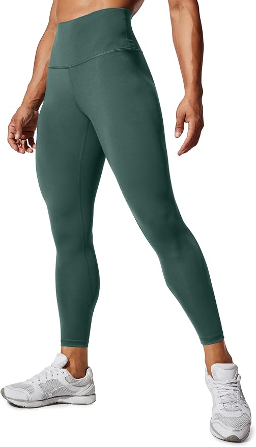 CRZ YOGA Women's Hugged Feeling Compression Leggings 25 Inches - Thick High Waisted Tummy Control Workout Pants Tights
