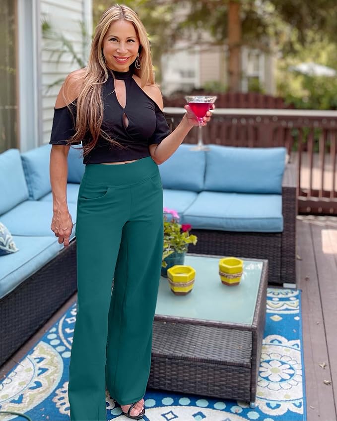Promover Wide Leg Pants Woman Yoga Pants with Pockets Stretch Loose Casual Lounge Sweatpants Petite/Regular/Tall