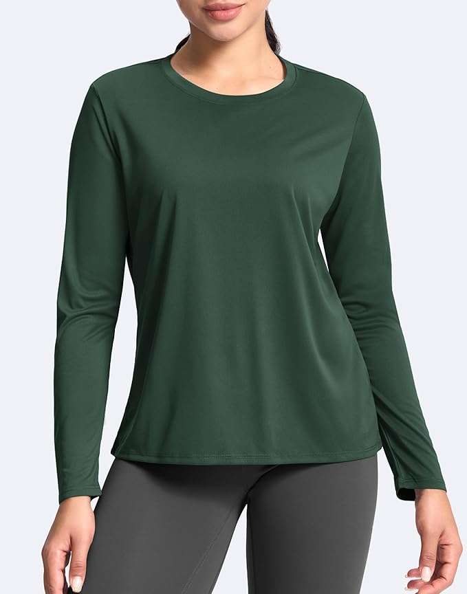 SANTINY Women's Lightweight Long Sleeve Workout Tops Split Back Gym Running Hiking Athletic Shirt Quick Dry UPF 50+ Sun Shirt