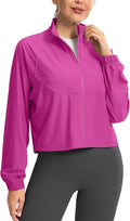 Soothfeel Women's Athletic workout Jacket Lightweight UPF 50+ Long Sleeve Sun Protection Shirts Zip Up Cropped Hiking Tops