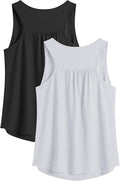 PINSPARK Workout Tops for Women Racerback Tank Tops Sleeveless Athletic Running Shirts Lightweight Yoga Gym Tank,2 Pack S-3XL