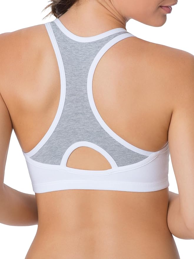 Fruit of the Loom Women's 96014PK Comfort Cotton Blend Front Close Sports Bra 2 Pack