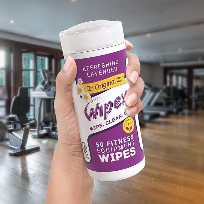 Wipex Original Gym Wipes - EWG Verified - Fitness Equipment Cleaner for Personal Workout Use, New Lint-Free Plant Based Cloth, 50 Count - Great for Yoga, Pilates, Home Gym (Pack of 12)