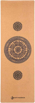 Shakti Warrior Cork Yoga Mat - Artist Designed, Premium Printed Eco-Friendly Non-Slip mat, Great for Regular & Hot Yoga, Pilates, Workouts 72 inch x 24 inch x 3mm Thick