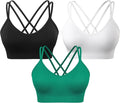VEQKING Women's Cross Back Sports Bra Padded Strappy Medium Support Yoga Bra for Workout Fitness 3 Pack