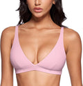 INGIA Womens Deep V-Neck Sports Bra Padded Low Impact Fitness Yoga Bra U Back Wireless Workout Bra Contour Crop Top