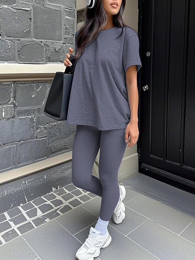 ZFLM casual sportswear 3-piece set high waist tight pants yoga pants short sleeved round neck yoga set