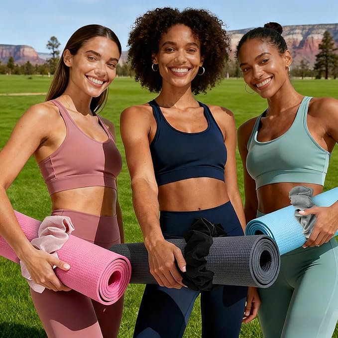 Yoga Mat Scrunchie - Stylish Holder, Durable & Elastic Fabric - Fits All Standard Mats (Mat Not Included)