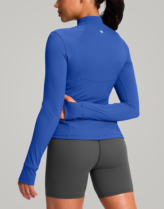 G Gradual Women's Workout Jackets Extended Waist Length Slim Full Zip 4 Pockets Athletic Jacket Spring Running Yoga Clothes