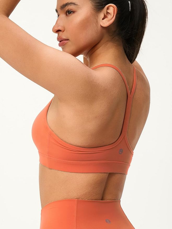 Womens Y Back Padded Sports Bra Strappy U Neck Butter Soft Low Impact Workout Bras Yoga Pilates Walking