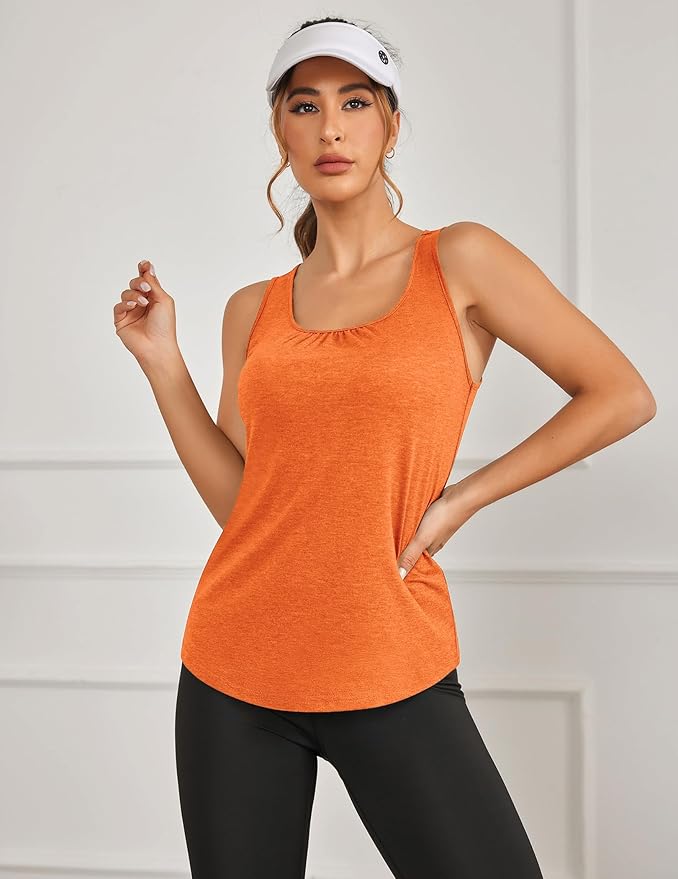 PINSPARK Workout Tops for Women Racerback Tank Tops Sleeveless Athletic Running Shirts Lightweight Yoga Gym Tank,2 Pack S-3XL