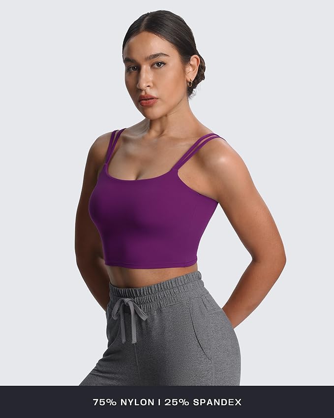Aoxjox Women's Workout Sports Bras Fitness Yoga Crop Tank Metamorph Twist Back Cami