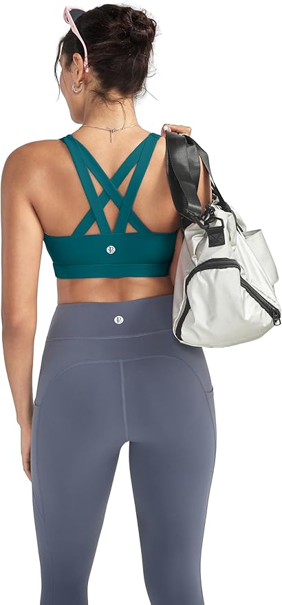 RUNNING GIRL Sports Bras for Women,Padded Strappy Sports Bras Criss-Cross Back Medium Support Sports Bras with Removable Cups