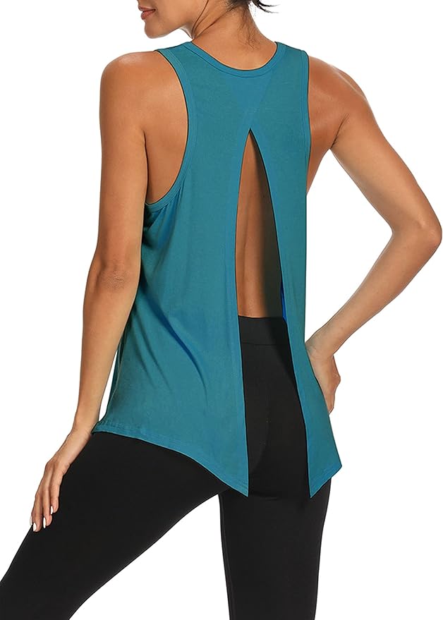 Bestisun Workout Tank Tops Open Back Yoga Exercise Shirts Tie Back Athletic Clothes for Women