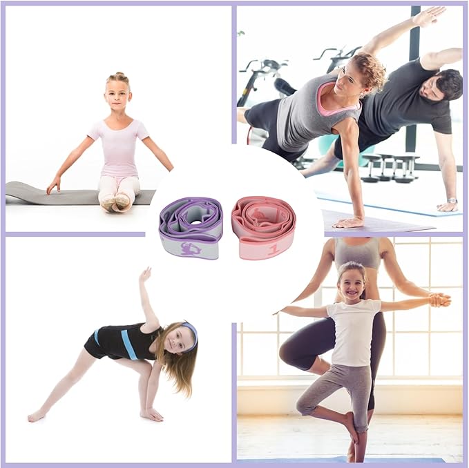 Elastic Yoga Stretching Strap with Loops, CEILIWEN Stretch Straps for Physical Therapy, Pilates Stretch Band, Elastic Exercise Bands, Leg Stretching Strap, Stretch Resistance Bands for Exercise