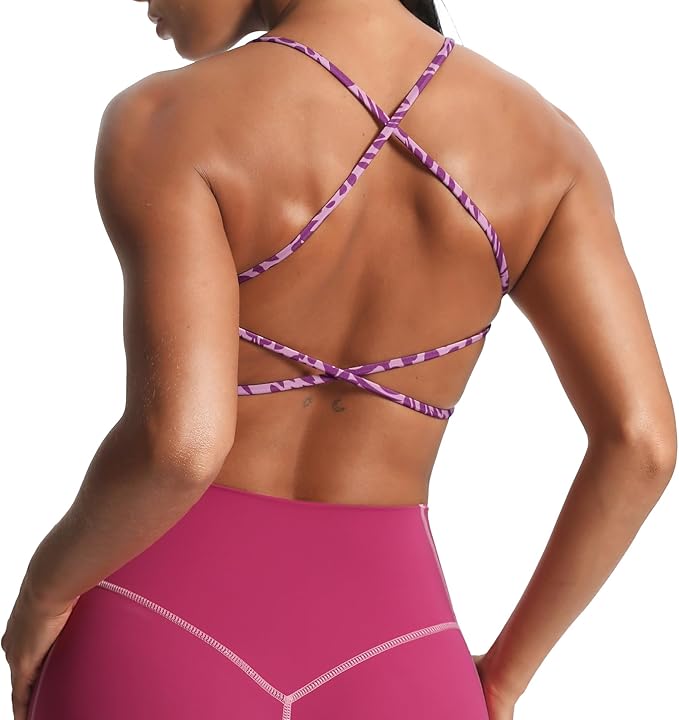 Aoxjox Women's Workout Sports Bras Fitness Trinity Ivy Low Impact Bra Yoga Crop Tank