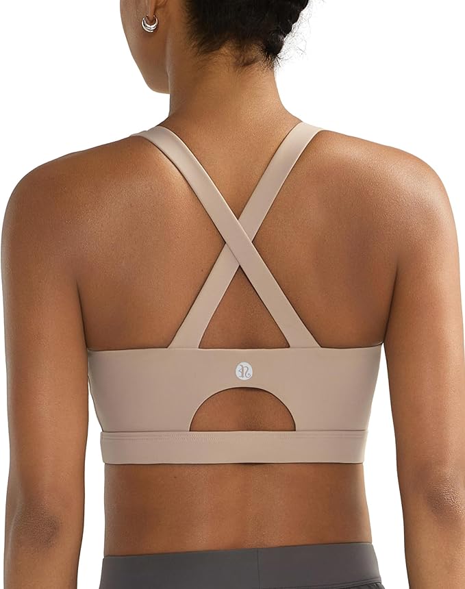 RUNNING GIRL Sports Bra for Women High Support,Molded Cup Strappy Running Sports Bras with Sewn in Pads