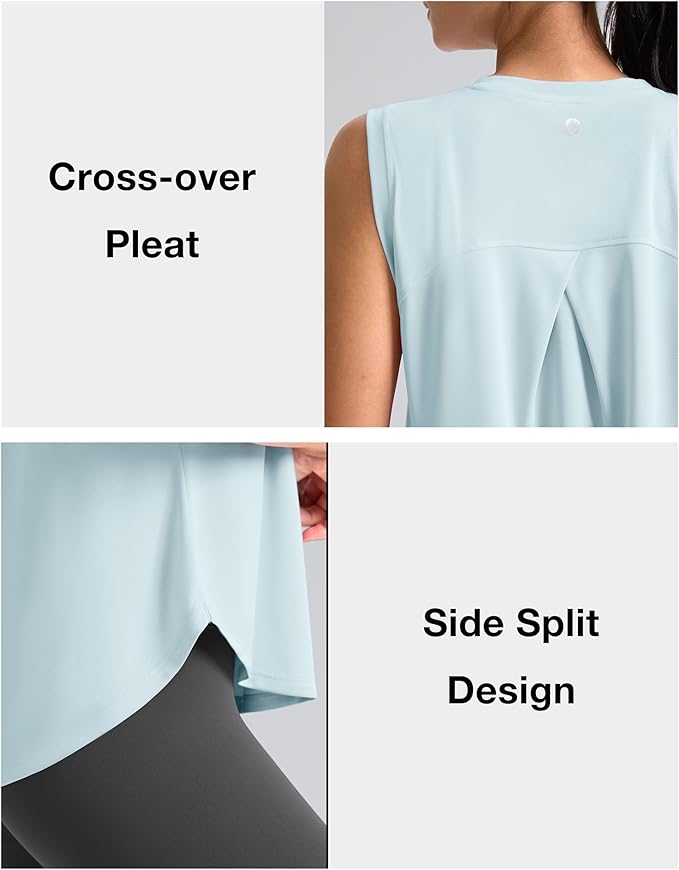 SANTINY Women's Sleeveless Workout Tops Breathable Lightweight Active Tennis Yoga Shirts Athletic Running Tank Tops for Women