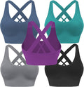 Evercute Sports Bras for Women Padded Medium Support Criss Cross Strappy Bra Seamless High Impact Yoga Exercise Athletic Bras