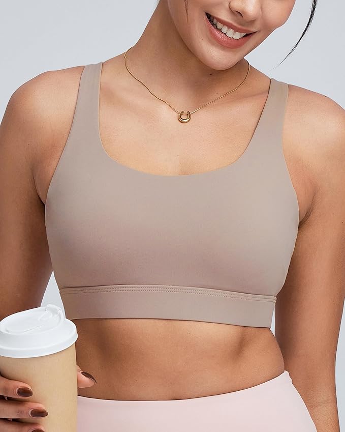 RUNNING GIRL Sports Bra for Women High Support, Molded Cup High Impact Sports Bras with Sewn in Pads Workout Running Bra