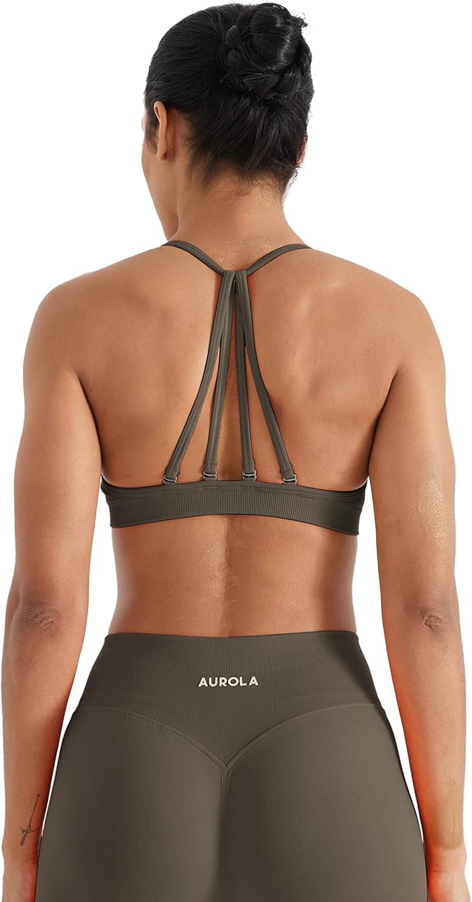 AUROLA Mercury Workout Sports Bras Women Athletic Removable Padded Backless Strapy Minimal Crop Top
