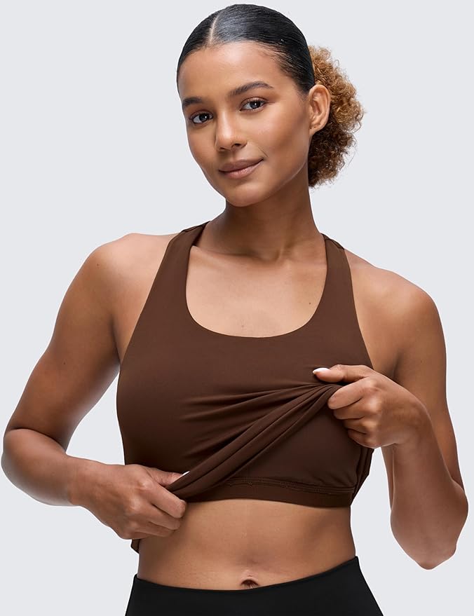 CRZ YOGA Butterluxe Workout Racerback Tank Tops for Women - Padded Athletic Spandex Yoga Shirts with Built in Bra