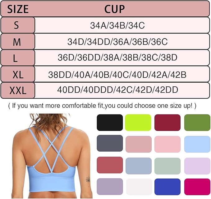 Sykooria 3 Pack Strappy Sports Bra for Women Sexy Crisscross for Yoga Running Athletic Gym Workout Fitness Tank Tops