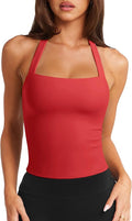 LASLULU Womens Sexy Halter Sports Bra Workout Tops Wirefree Sleeveless Gym Yoga Tank Tops Y2k Casual Crop