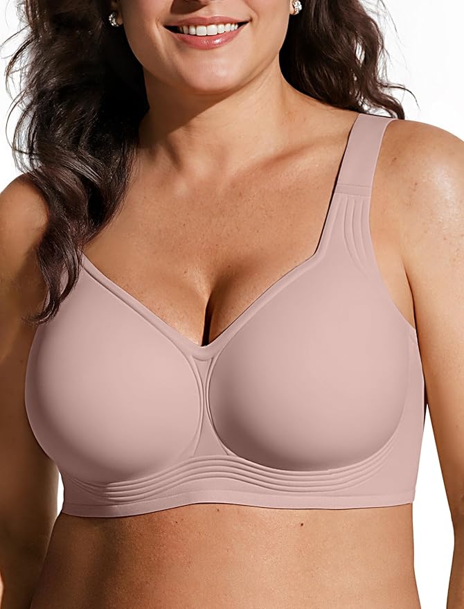 OEAK Womens Wireless Jelly Bra Plus Size Supportive Seamless Bras Full Coverage Push Up Comfortable No Underwire Tshirt Bras