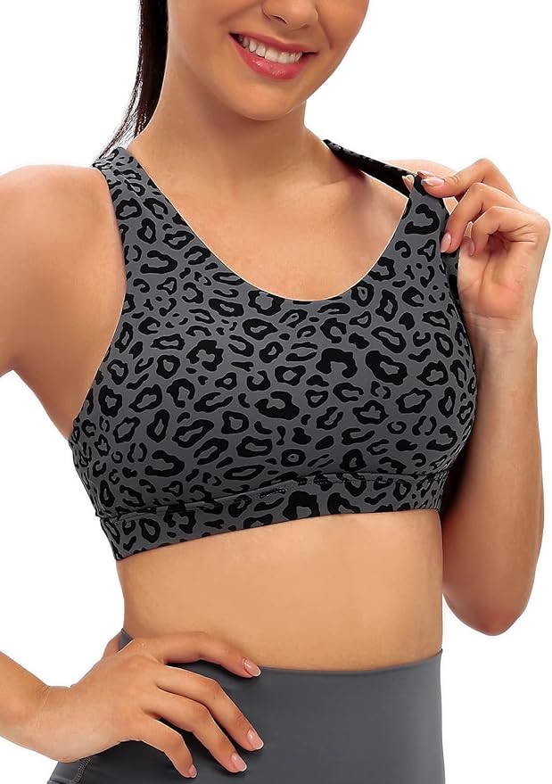 RUNNING GIRL Sports Bras for Women,Padded Strappy Sports Bras Criss-Cross Back Medium Support Sports Bras with Removable Cups