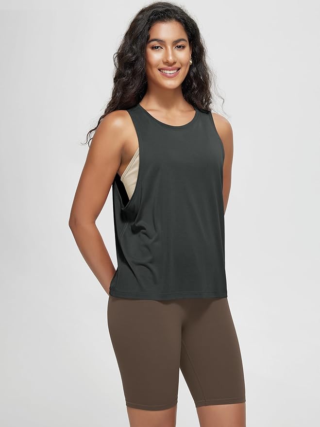 ODODOS 3-Pack Loose Tank Tops for Women Sleeveless Gym Athletic Workout Tops Yoga Shirts